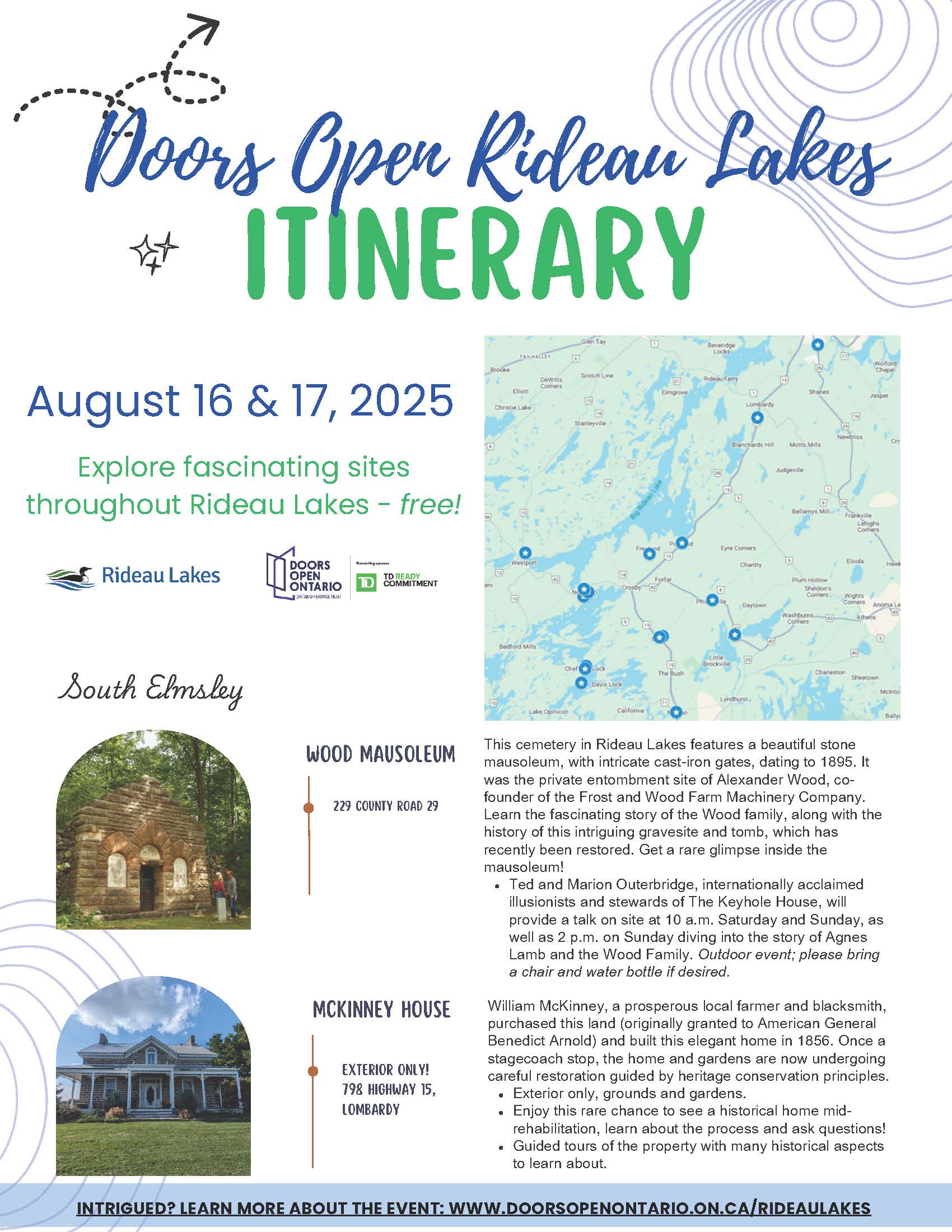 Revised.ITINERARY DOORS OPEN RIDEAU LAKES Page 1