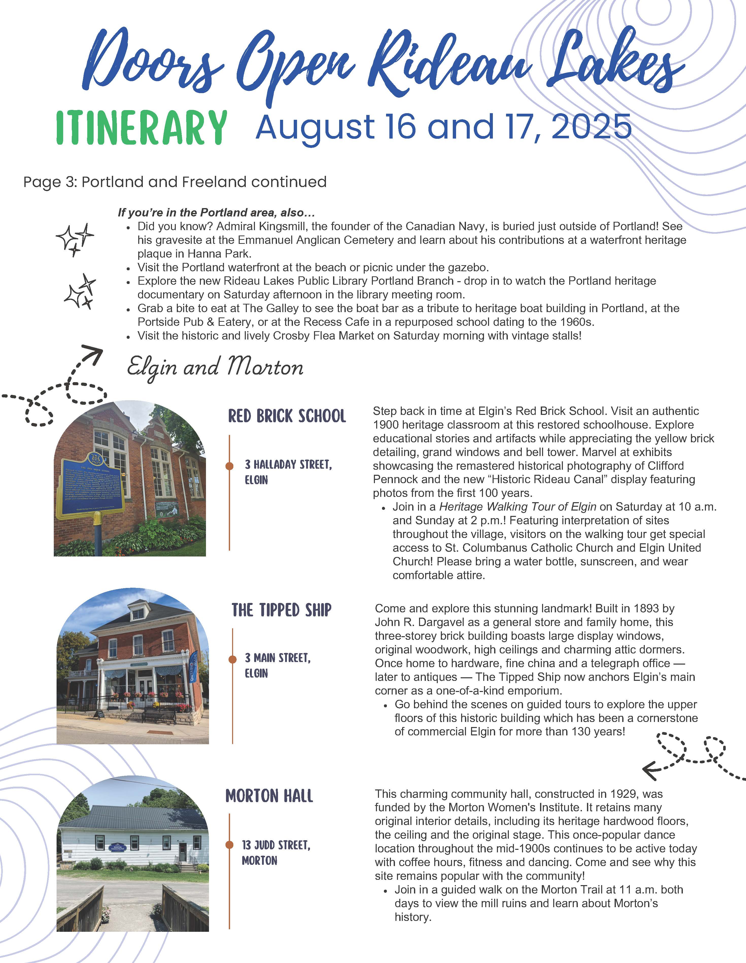 Revised.ITINERARY DOORS OPEN RIDEAU LAKES Page 3