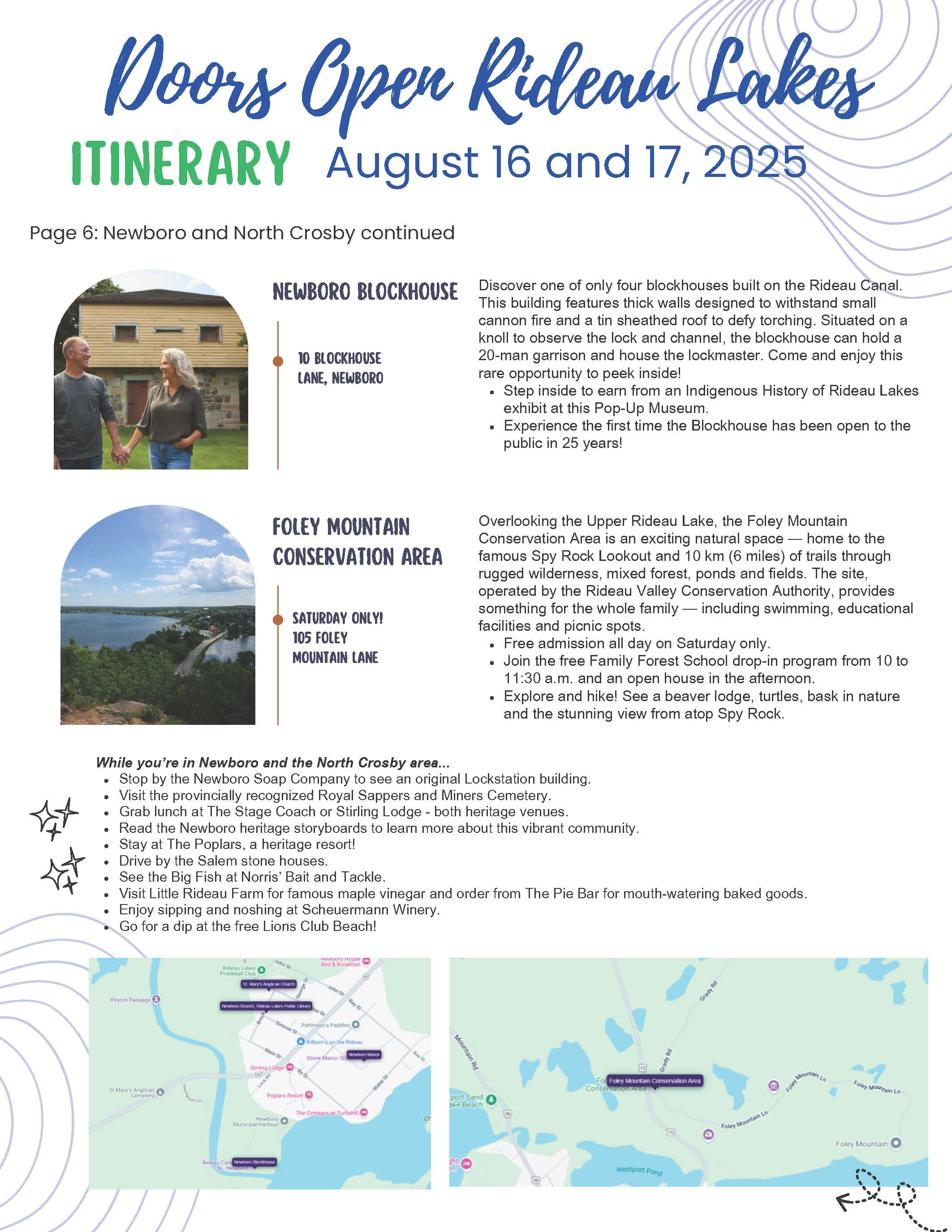 Revised.ITINERARY DOORS OPEN RIDEAU LAKES Page 6